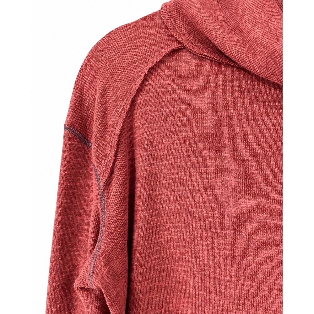 We The Free Cowl Neck Top Women Medium Red Split Back High Low Boho Knit - Picture 9 of 16